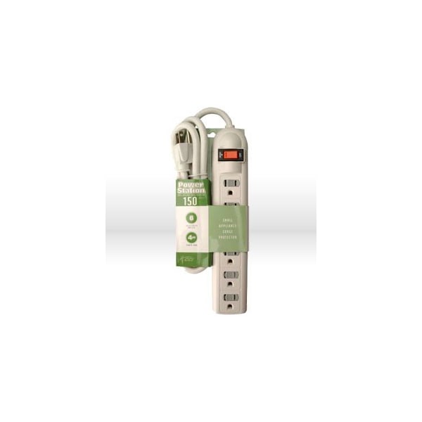 Southwire Plugs, 6 Outlet Plastic Pwr Switch w/ CB Reset Button w/Surge, 150 Joules, Was: CCI 04623 041351-88-01 - main
